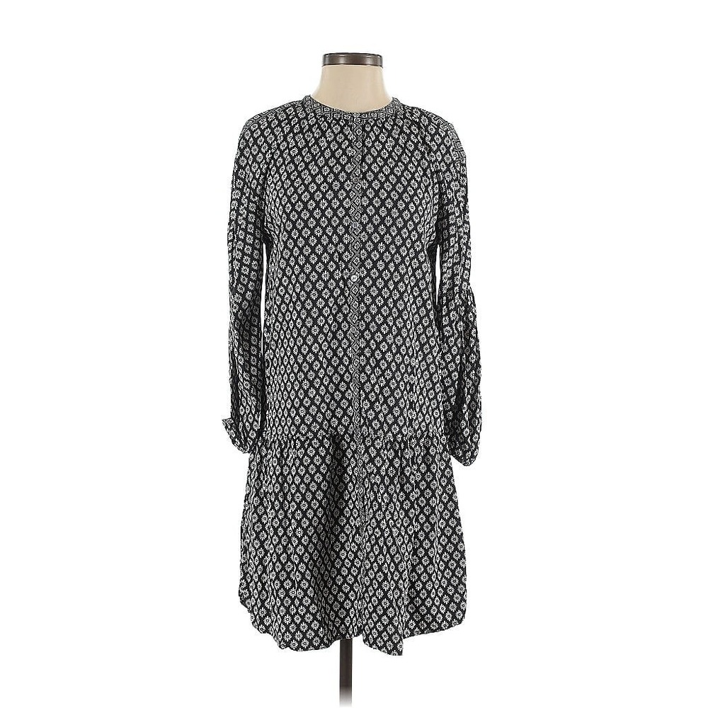 Joie Sz S Hagi Caviar Drop Waist‎ Dress Floral Office Party Black Wedding $159 - Picture 4 of 11